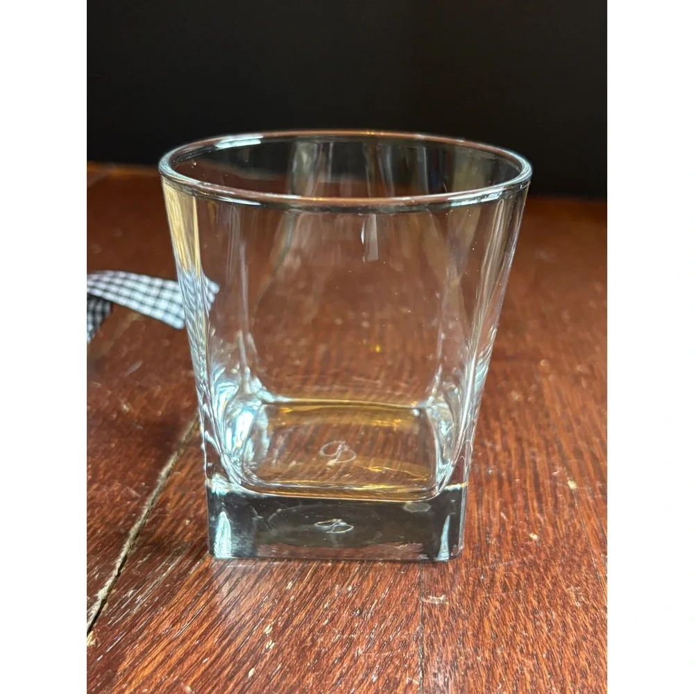 Circleware Whiskey Glass Square Base Round Rim Clear Lowball Rocks Glass